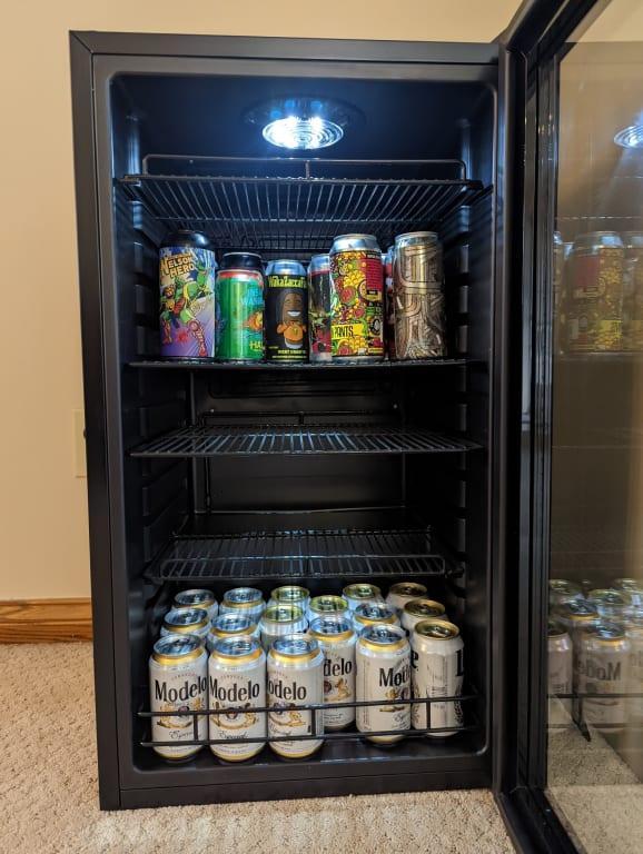 Spacious. Plenty of racks for customizing the format of the fridge to fit all beverage sizes.