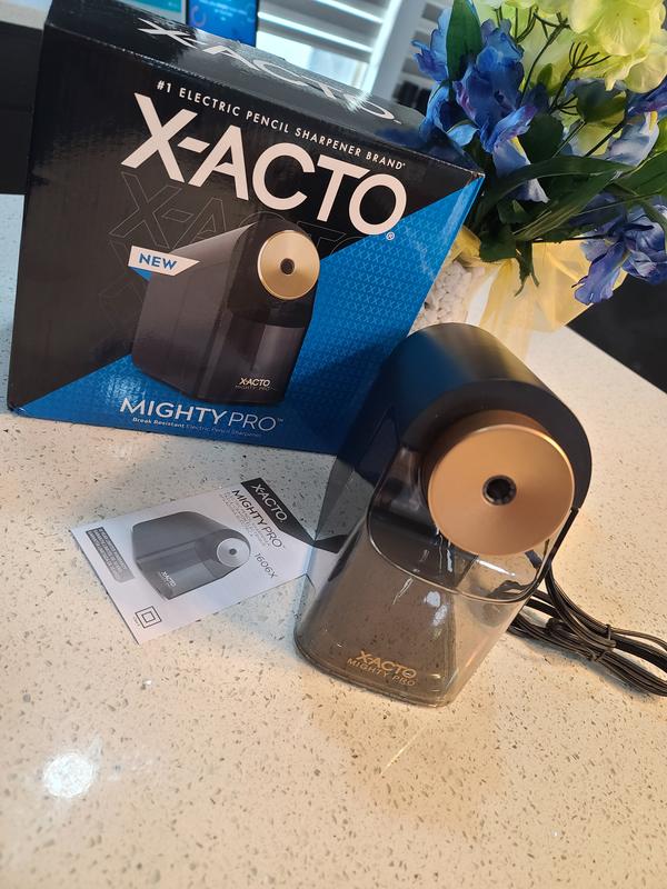 X-acto Model 1606 Mighty Pro Black/Gold/Smoke AC-Powered Electric Pencil Sharpener, 4 x 8 x 7.5 inch