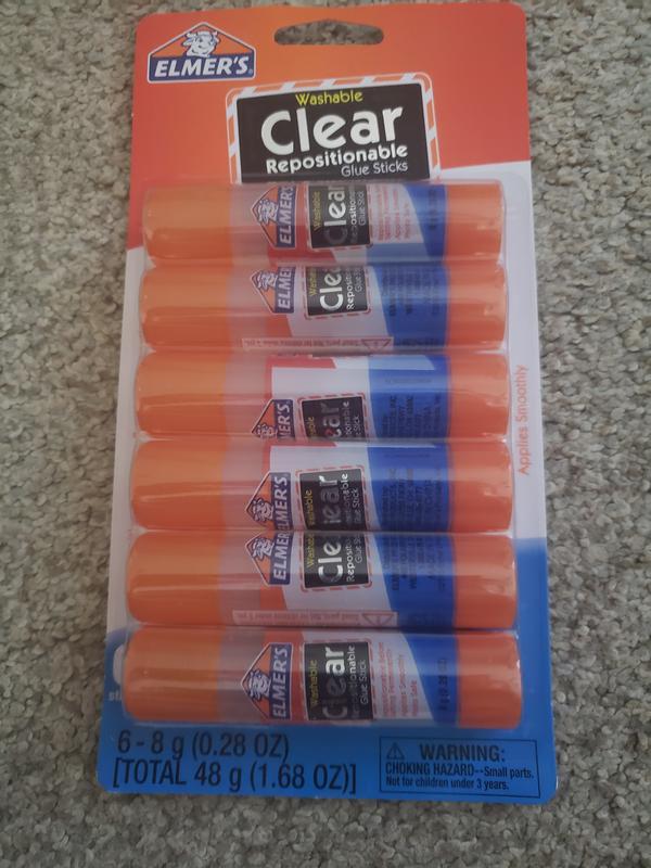  Elmer's Re-Stick School Glue Sticks, Clear, Washable, 8 grams,  6 Count : Arts, Crafts & Sewing