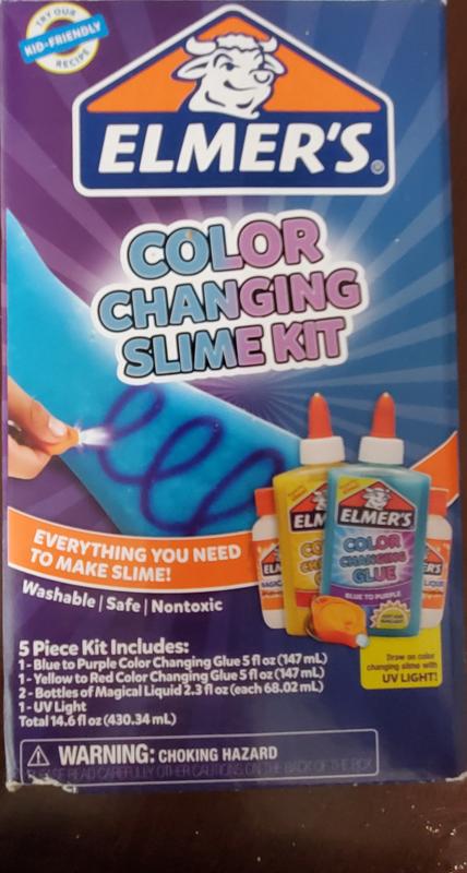 Elmer's Color Changing Slime Kit: Slime Supplies Include Elmer's Color  Changing Glue, Magical Liquid Slime Activator, UV Light, 5 Piece Kit 