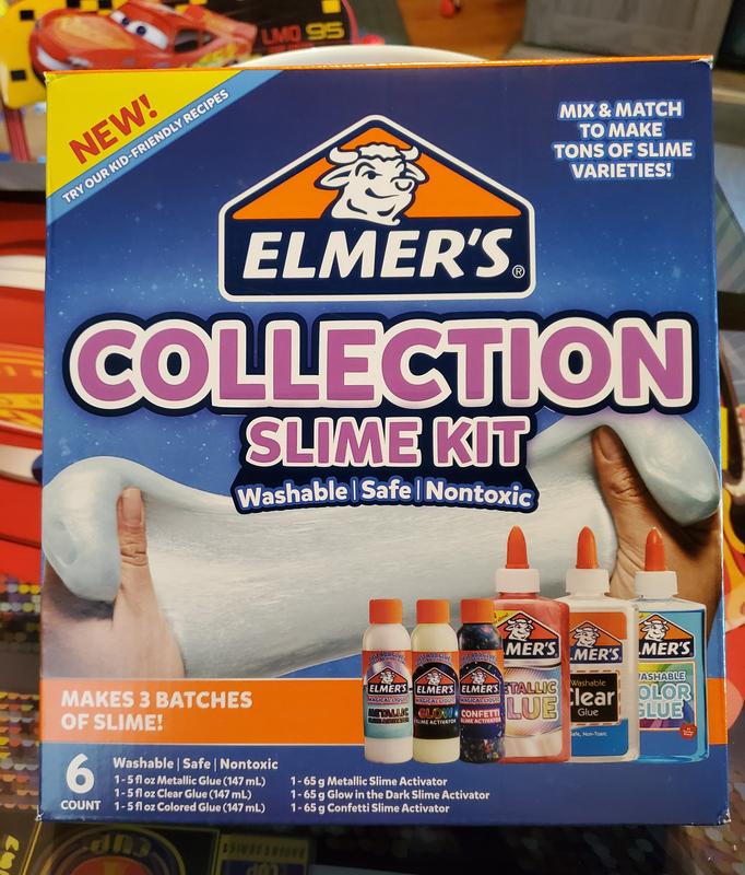Elmer's Collection Slime Kit: Translucent & Metallic Glue, Glow in the Dark  & Confetti Magical Liquid Activator, 6 Count 