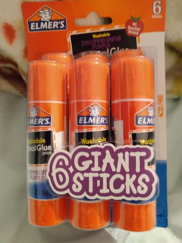 Elmer's 6pk Giant Washable School Glue Sticks - Disappearing Purple 6 ct