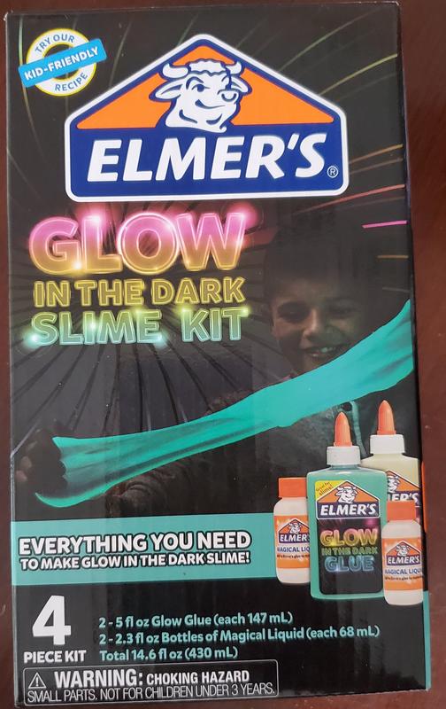 Elmer's Glow-in-the-Dark Slime Kit (2062242), Yellow + Purple Glow, 4 Piece Kit