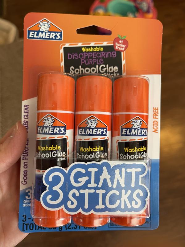 Elmer's Washable Disappearing Purple School Glue Sticks 3 Ct, Mailing  Supplies