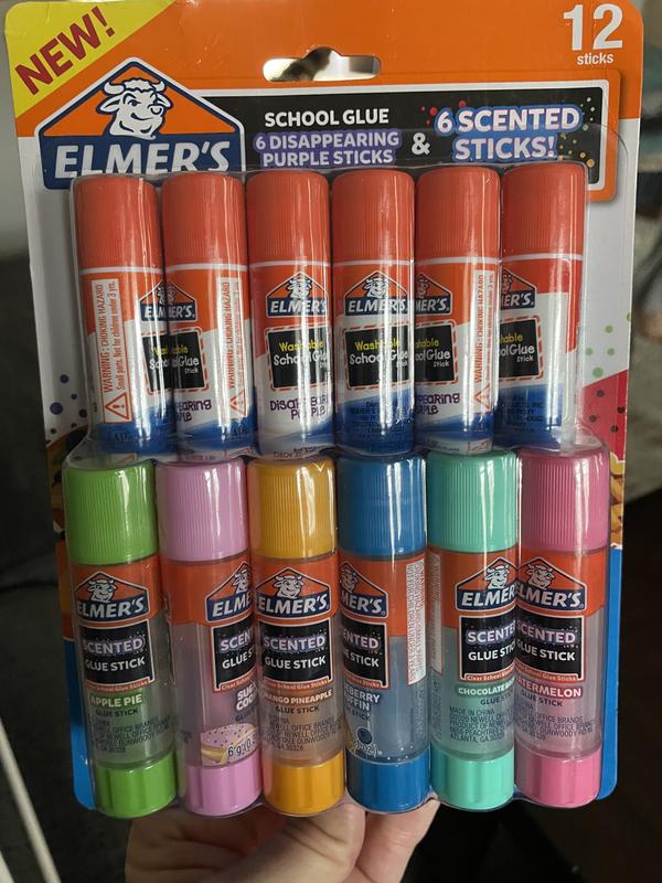 Elmer’s Scented Glue Sticks Variety Pack, Includes Disappearing Purple Glue  Sticks, Safe, Nontoxic School Glue, 6 gram, 12 Count