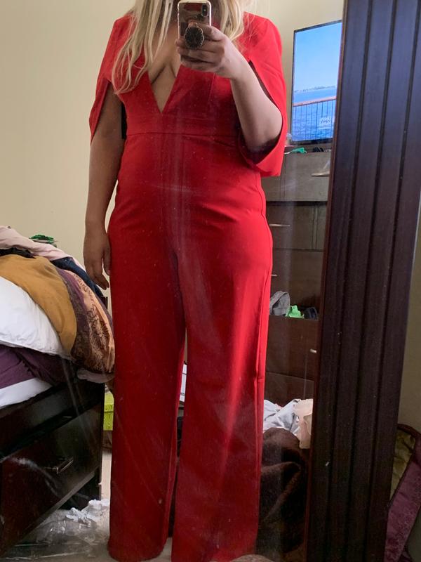 gabrielle union red cape jumpsuit