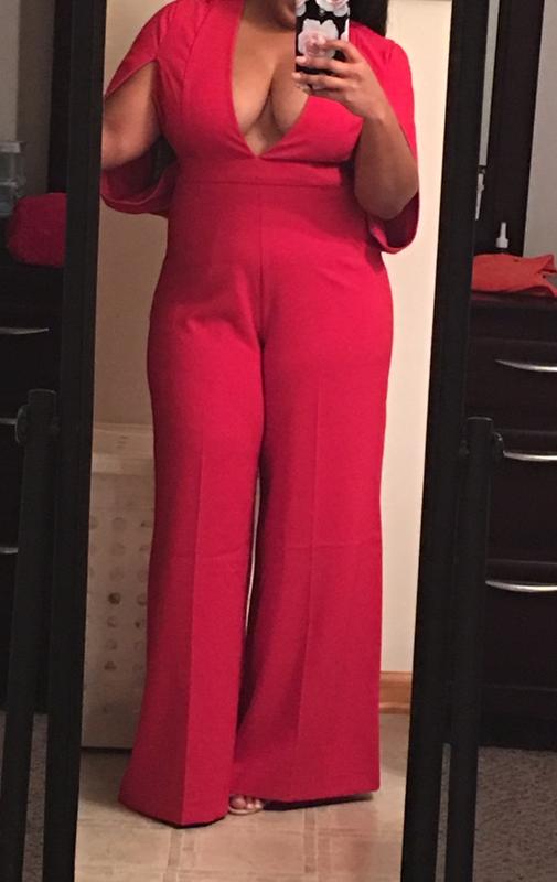 gabrielle union red cape jumpsuit