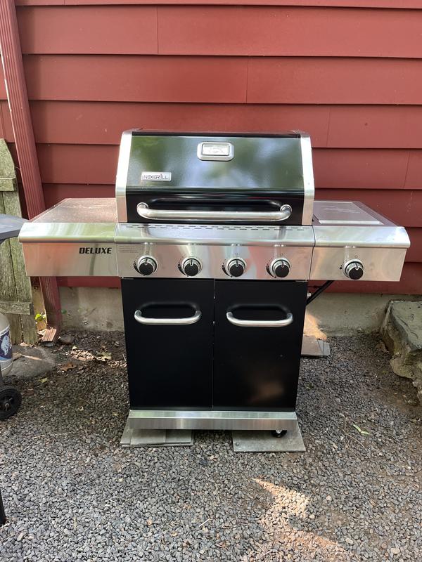 Deluxe 4-Burner Gas Grill - Black with Ceramic Searing Side | Nexgrill
