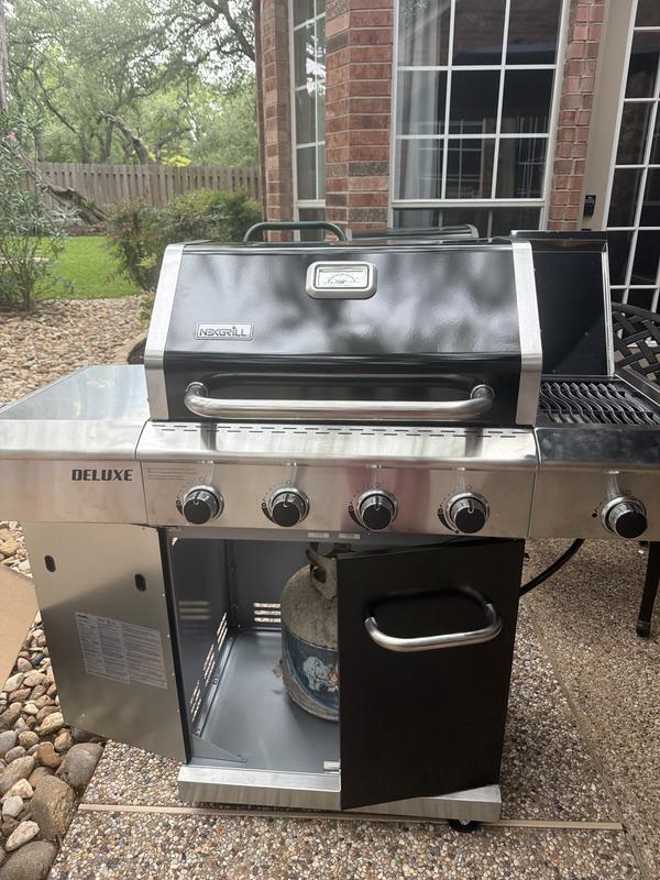 Deluxe 4-Burner Gas Grill - Black with Ceramic Searing Side | Nexgrill
