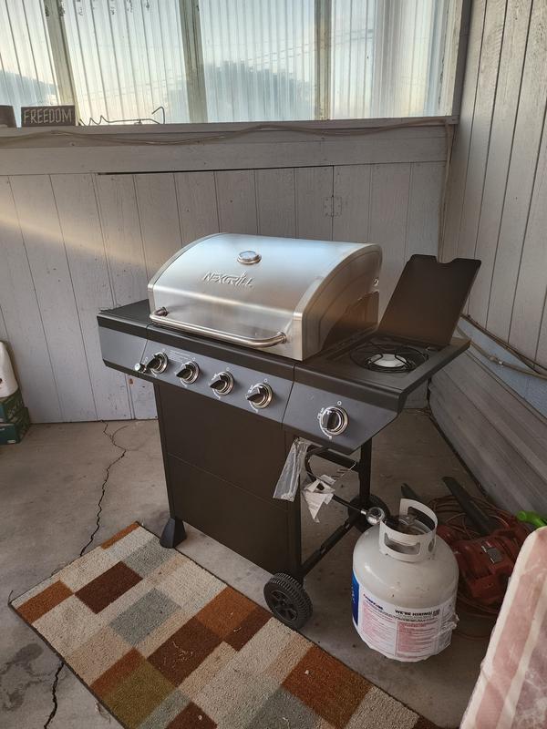 4 Burner Gas Grill in Black with Side Burner Nexgrill