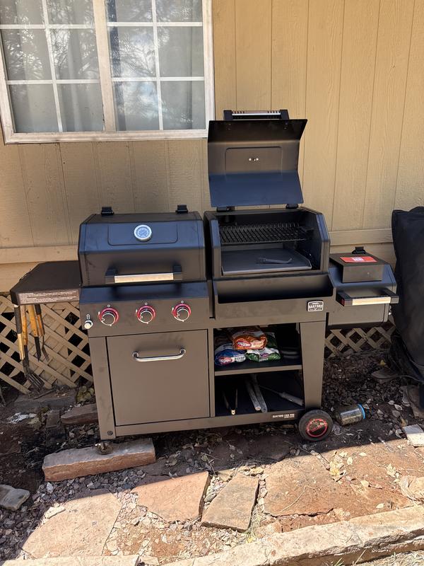 Oakford 1150 Pro Offset Smoker and 3-Burner Propane Gas Grill