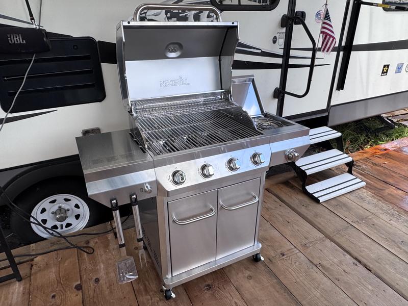 4-Burner Stainless Steel Gas Grill with Side Burner | Nexgrill