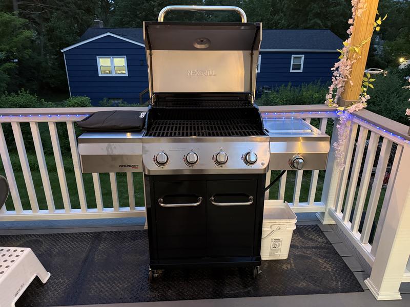 Gourmet Pro 4-Burner Gas Grill with Side Burner in Black