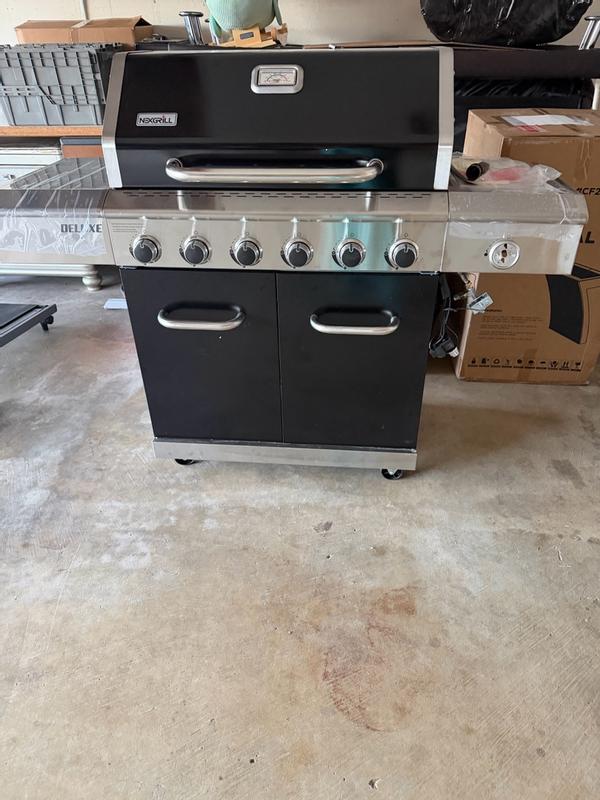 Deluxe 6-Burner Gas Grill - Black, Ceramic Searing Side | Nexgrill