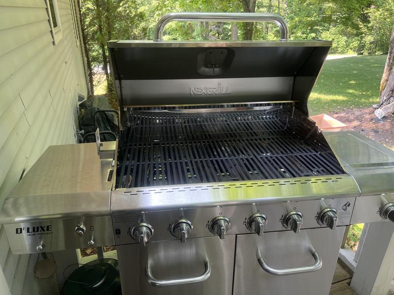 6-Burner Propane Gas Grill in Stainless with LED Controls, Side Burner and  Rotisserie Kit