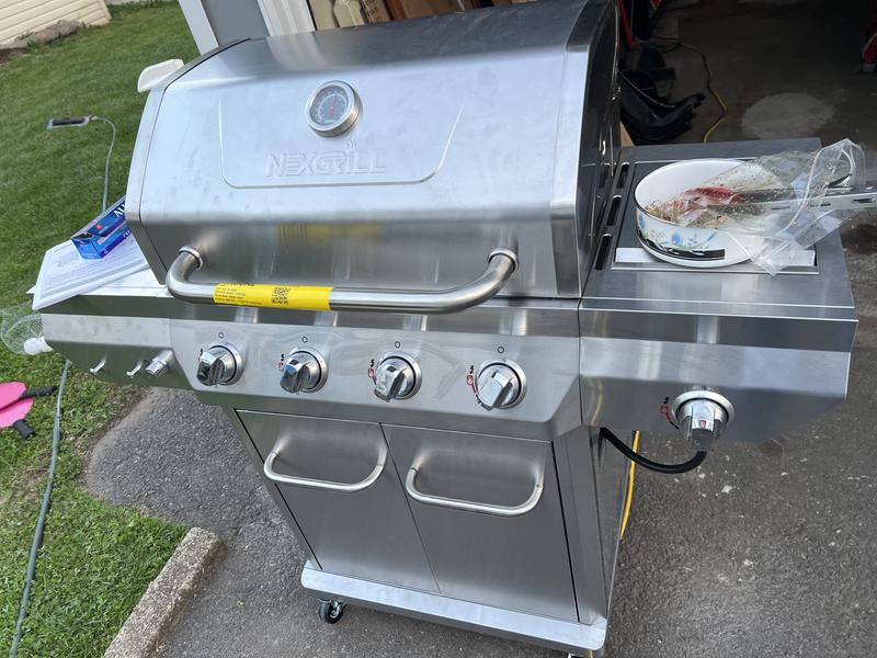 4-Burner Stainless Steel Gas Grill with Side Burner | Nexgrill