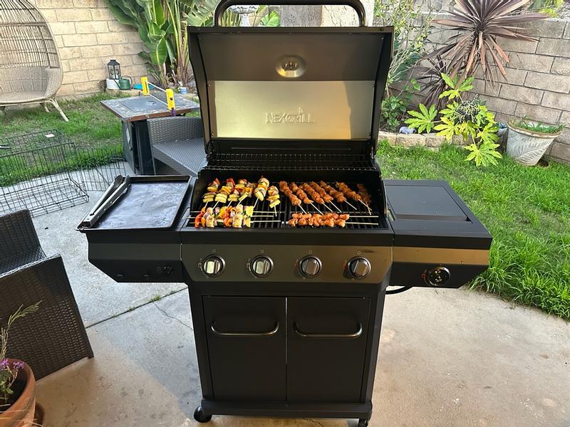 4-Burner Gas Grill with Side Burner in Black | Nexgrill