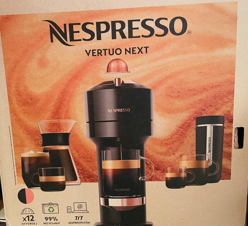  Nespresso Vertuo Next Deluxe Compact and Slim-Fit Design Coffee  and Espresso Machine for 6 Cup Sizes of Coffee (Pure Chrome) with Nespresso  Vertuo Sample Pack 12 Capsules (2 Items): Home 