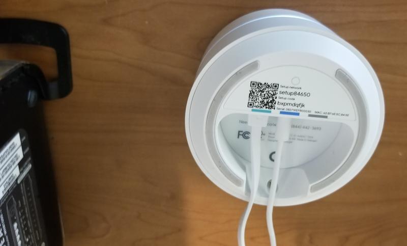 One cord for power, the other into the modem