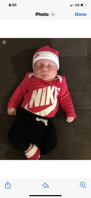 At a glance, you can just see how adorable the Nike looks on my grandson. These outfits are soft .