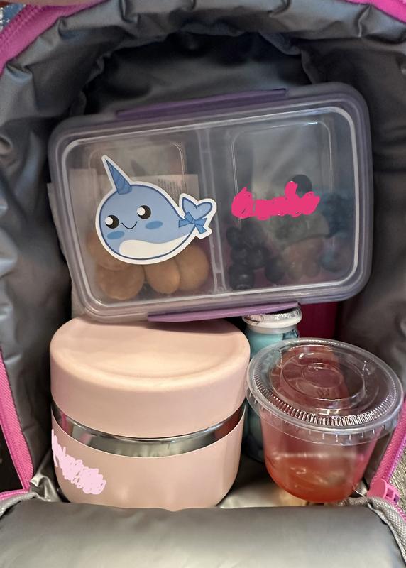 Ice pack sits loose in back behind yogurt. Including next to a warm thermos.