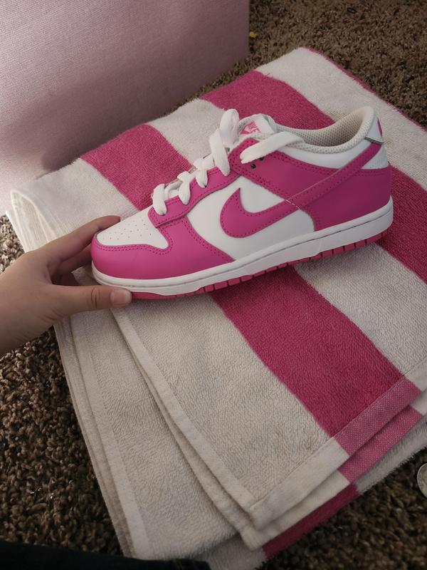 Nike Dunk Low White/Laser Fuchsia Grade School Girls' Shoe