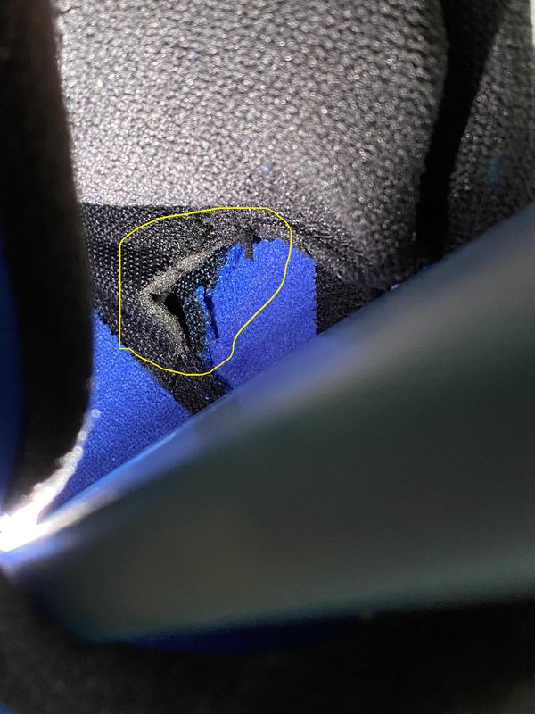 again I am not showing a defect, I am showing where I cut the excess fabric for comfort purposes