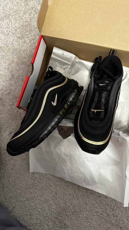 Air max 97 hot sale black gold reflective