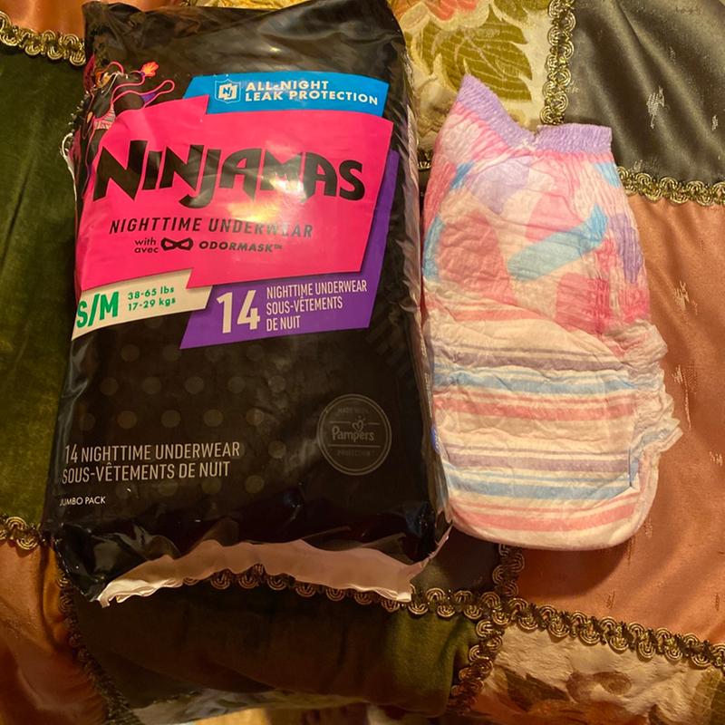 Ninjamas Nighttime Bedwetting Underwear Girl, Size S/M, 44 Count