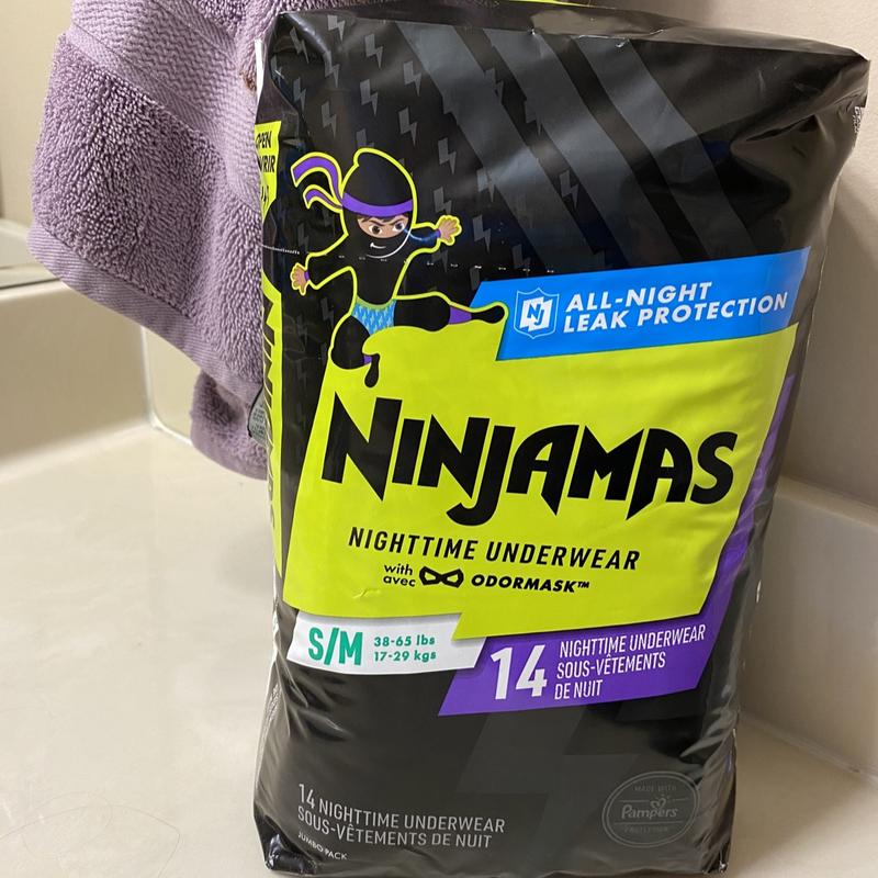 Ninjamas Nighttime Bedwetting Underwear Boy, Size S/M, 44 Count