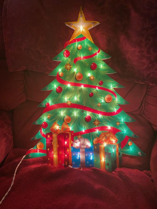Northlight 22.5 inch Lighted Christmas Tree with Presents Window