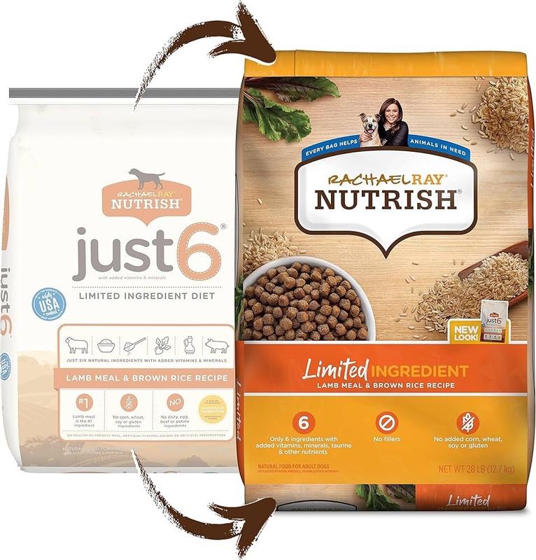 Rachael Ray Nutrish Just 6 Natural Premium Dry Dog Food Limited Ingredient Lamb Meal Rice