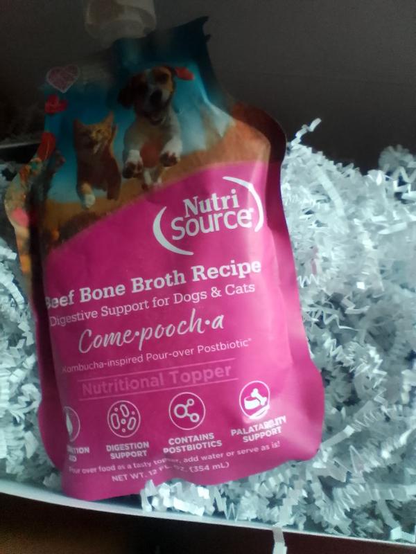 USG NutriSource Come-Pooch-A Beef Bone Broth for Dog Kibble 12 Ounce ...