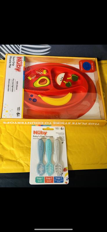 Assiette Bébé Anti-dérapante Nuby Sure Grip Miracle - Silicone Souple, Sections, Lavable Au Lave-vaisselle - 6 Mois Et +