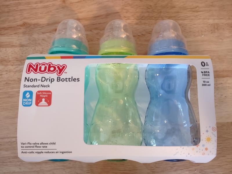 Non-Drip Standard Neck 10 oz Baby Bottle (3 Pack) – Nuby