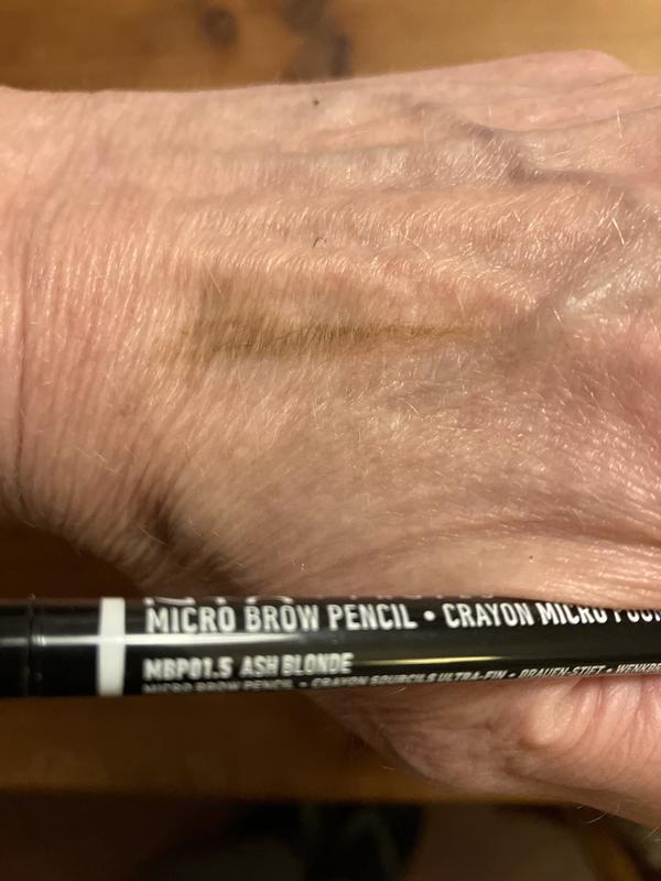 Ash blonde micro brow pencil on hand