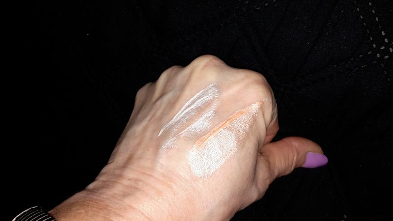 MoonGlow on upper left is sheer pearly white, MoonBeam lower right is a sheer peach