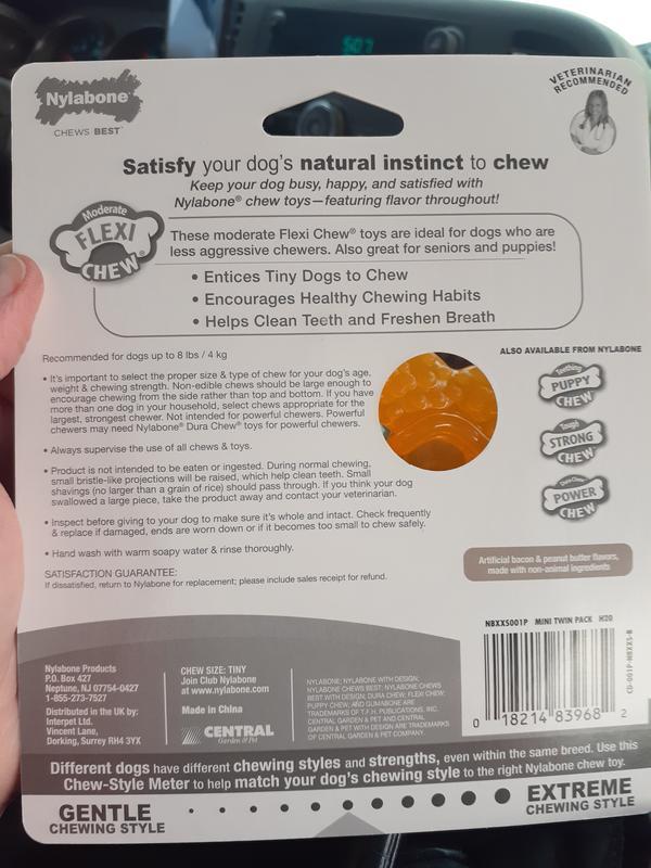 Nylabone Moderate Chew FlexiChew Bone Bacon & Peanut Butter Flavor