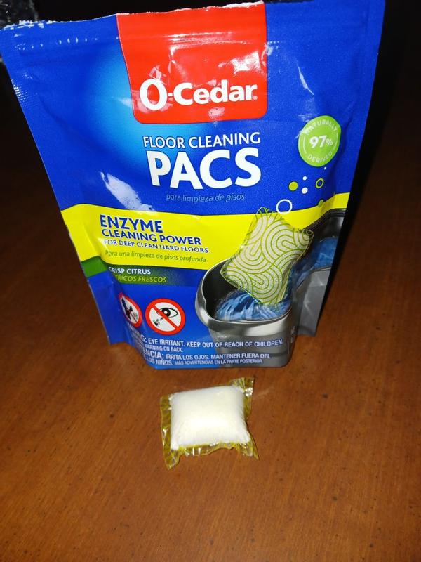  O-Cedar PACS Hard Floor Cleaner, Crisp Citrus Scent 10 Count  (1-Pack), Made with Naturally-Derived Ingredients, Safe to Use on All  Hard Floors