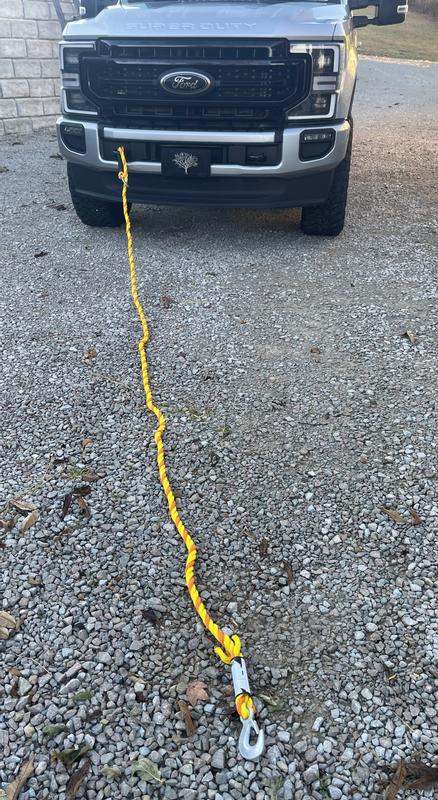 I like to easy to see, bright color of the tow rope