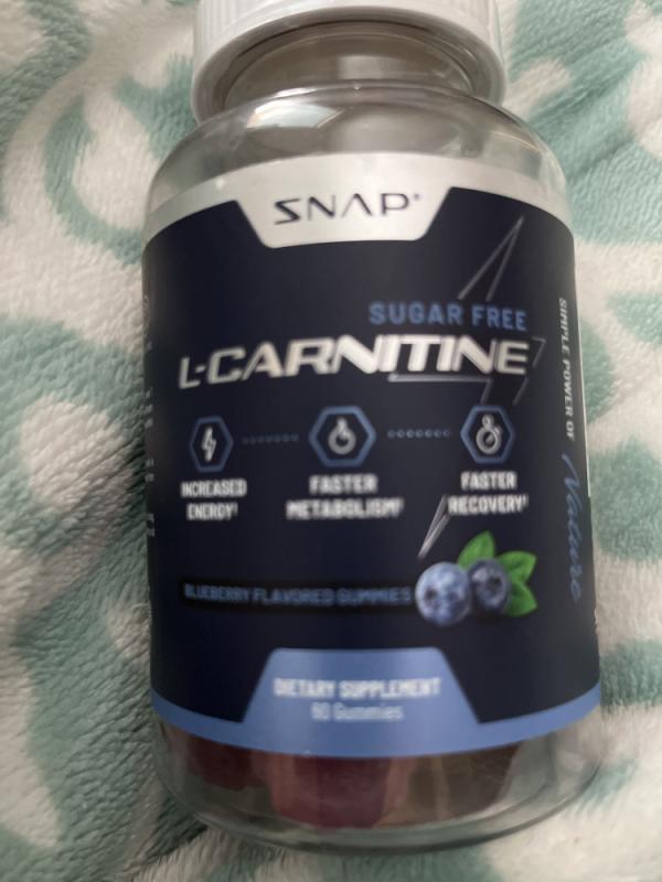 Snap Supplements L-Carnitine Gummies Sugar Free Blueberry - 60 Gummies (250  mg per Gummy)
