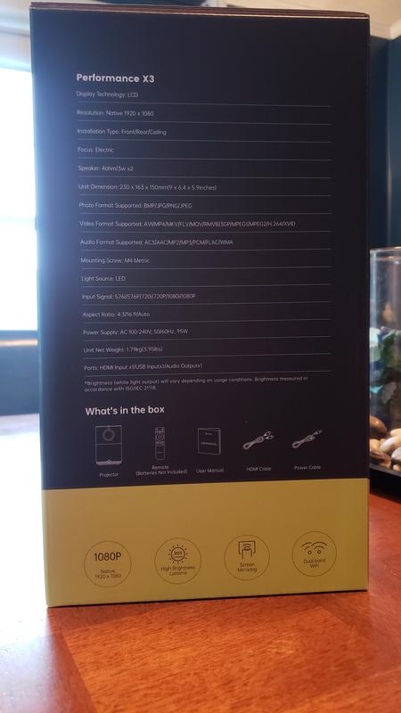 Specifications on box