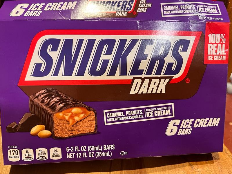 SNICKERS Dark Chocolatey Peanut Butter Ice Cream Bars, Pack,