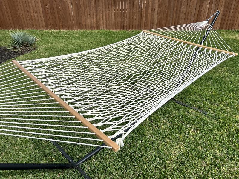 Buy UV resistant Rope Outdoor Hammock with Wooden Bars, Weight