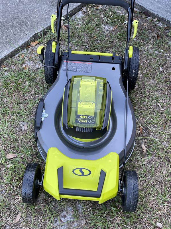 Sun Joe 48-volt 21-in Cordless Push Lawn Mower 4 Ah (2-Batteries and  Charger Included) in the Cordless Electric Push Lawn Mowers department at