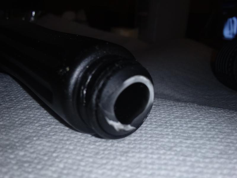 The white discoloration shows the soft nature of the plastic as it pulled free from itself