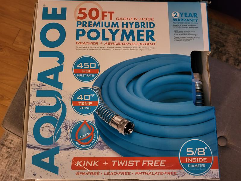 Aqua Joe AJPGH50-DWS Hybrid Polymer FLEX Kink Free Hose | 5/8 In | 50 Ft. | Lead Free