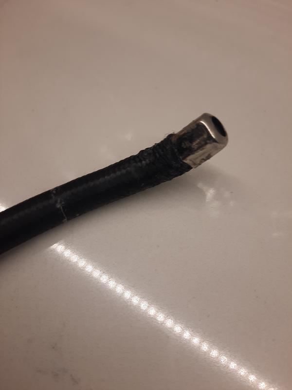 Hose split right at connection to compressor