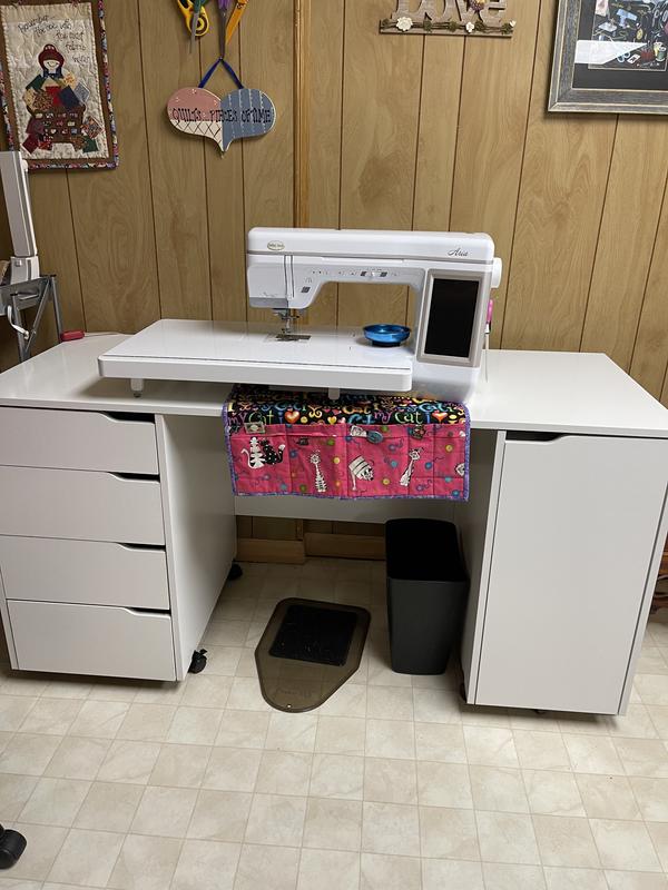 South shore crea sewing deals craft table on wheels