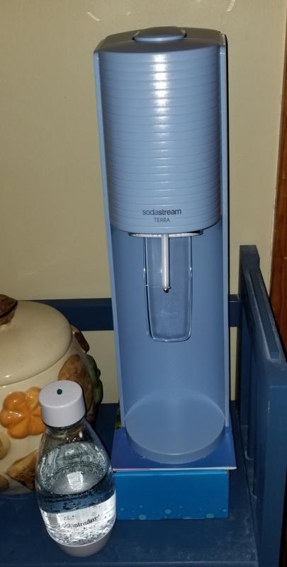 SodaStream Terra Misty Blue Soda Maker - Cordless, Sparkling Water &  Flavored Water Maker with Bottle and CO2 Cylinder in the Flavored Water & Soda  Makers department at